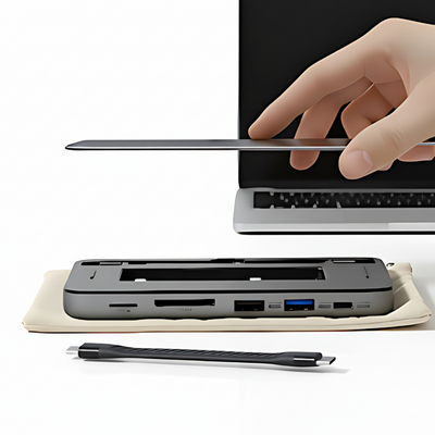 Dock/Hub USB-C 9-în-1 A.Shield One cu slot SSD M.2 NVMe, HDMI 4K@60Hz, 100W PD, 10Gbps, SD/TF