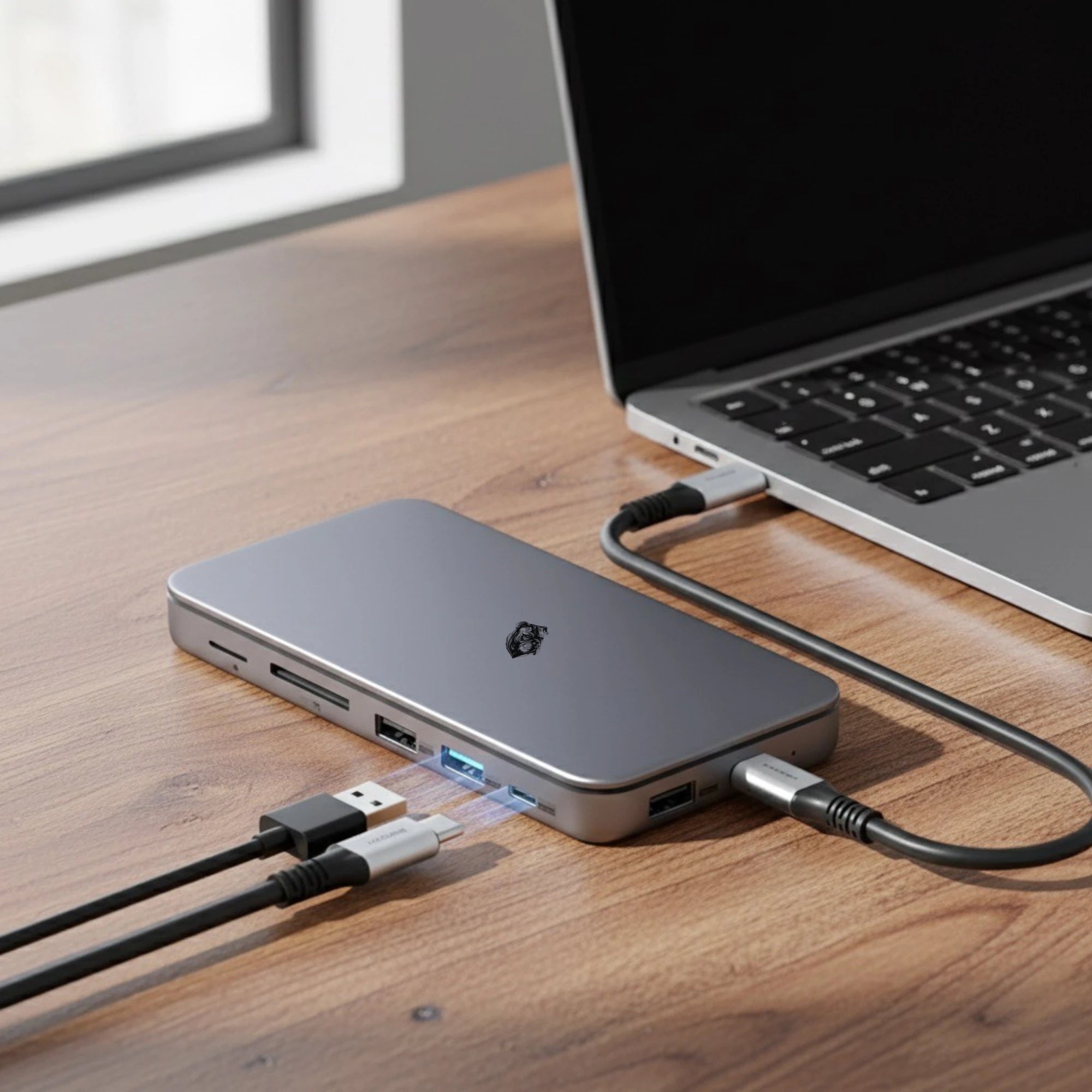 Dock USB-C 9-în-1 A.Shield One cu Slot SSD M.2 NVMe – HDMI 4K@60Hz, 100W PD, USB-C & USB-A
