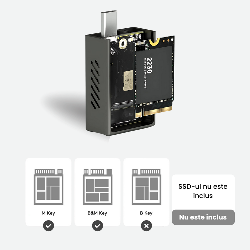 Rack extern SSD NVMe M.2 2230 A.Shield Air – răcire activă cu ventilator, USB-C 3.2 Gen2 10Gbps, până la 2TB (fără SSD)