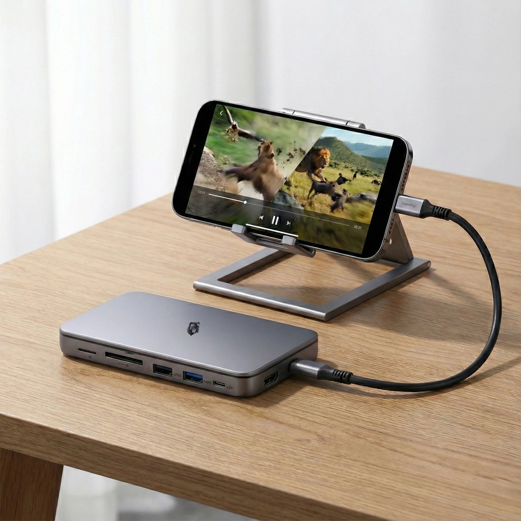 Dock USB-C 9-în-1 A.Shield One cu Slot SSD M.2 NVMe – HDMI 4K@60Hz, 100W PD, USB-C & USB-A