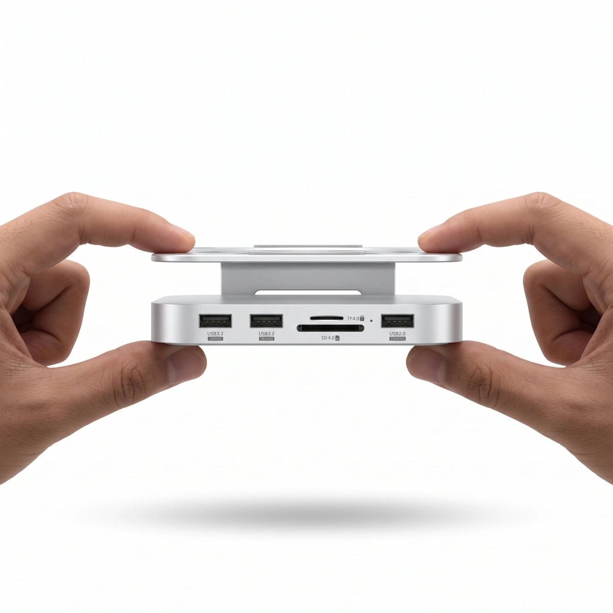 Dock/Hub USB-C A.Shield pentru Mac Mini M4/M4 Pro – aluminiu, slot SSD NVMe până la 8TB, HDMI 4K, USB 10Gbps, SD/TF