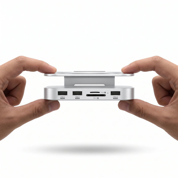 Dock/Hub USB-C A.Shield pentru Mac Mini M4/M4 Pro – aluminiu, slot SSD NVMe până la 8TB, HDMI 4K, USB 10Gbps, SD/TF