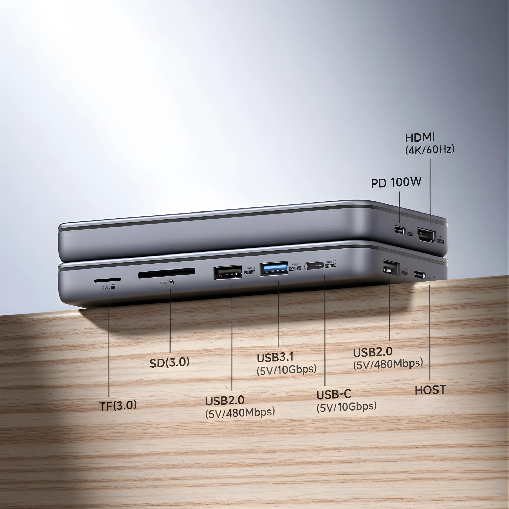 Dock USB-C 9-în-1 A.Shield One cu Slot SSD M.2 NVMe – HDMI 4K@60Hz, 100W PD, USB-C & USB-A