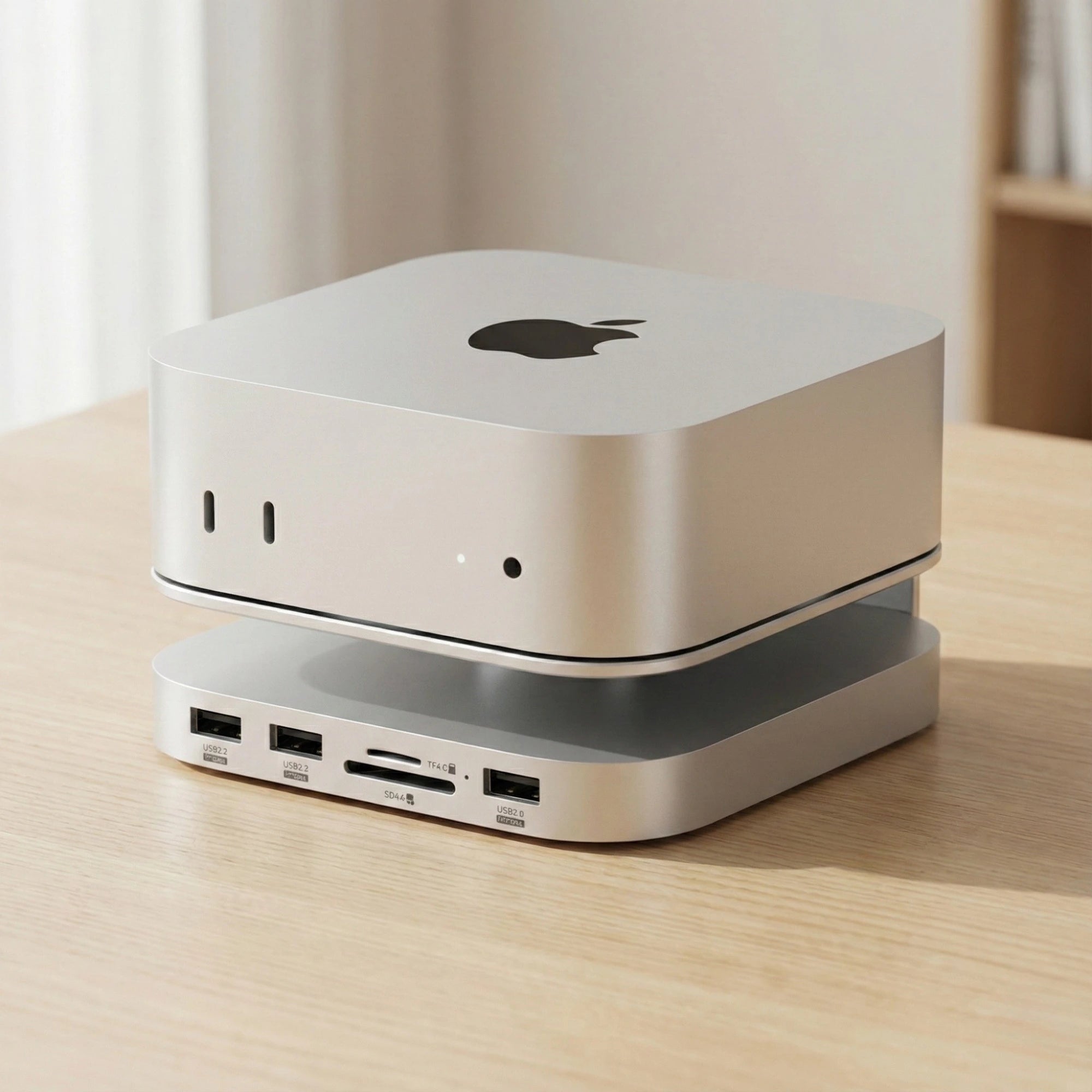 Dock/Hub USB-C A.Shield pentru Mac Mini M4/M4 Pro – aluminiu, slot SSD NVMe până la 8TB, HDMI 4K, USB 10Gbps, SD/TF