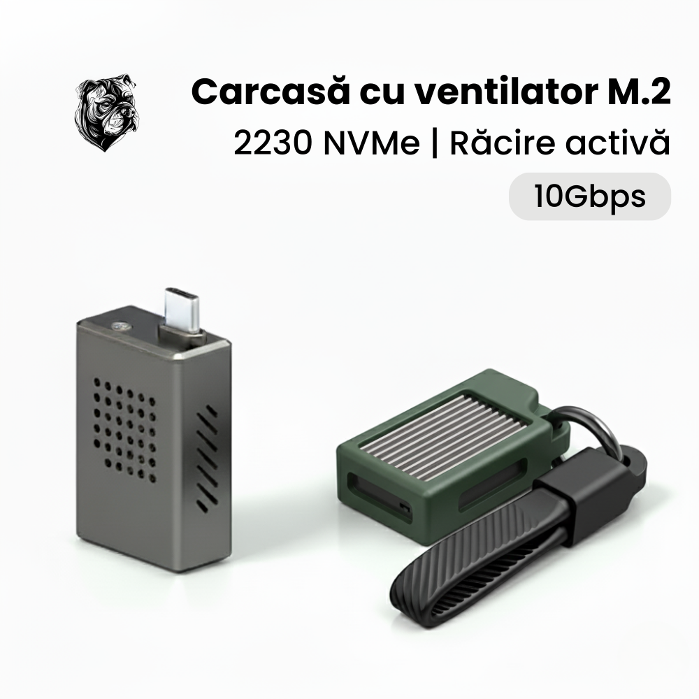 Rack extern SSD NVMe M.2 2230 A.Shield Air – răcire activă cu ventilator, USB-C 3.2 Gen2 10Gbps, până la 2TB (fără SSD)