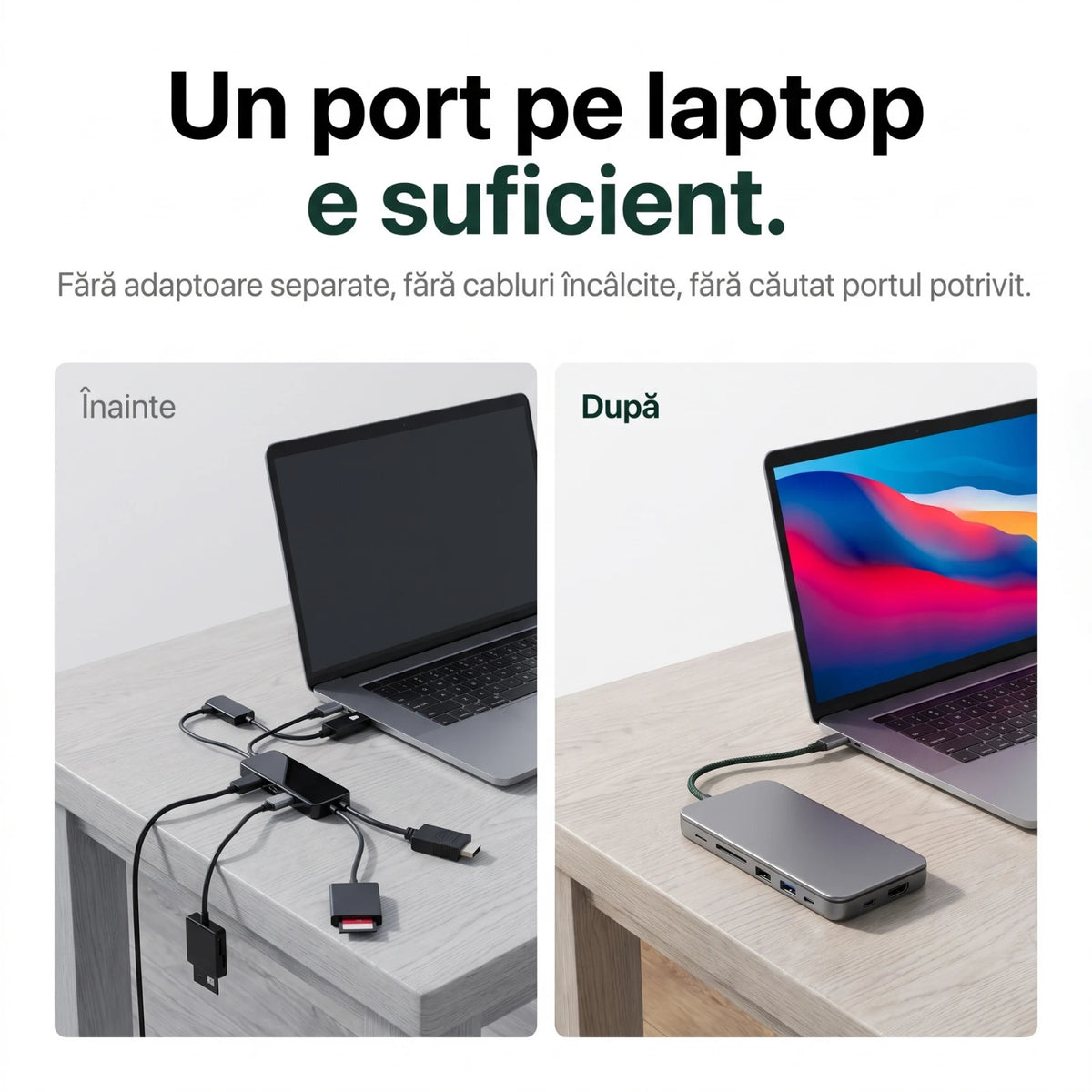 Hub USB-C 9-în-1 cu Slot SSD M.2 NVMe – AresShield One
