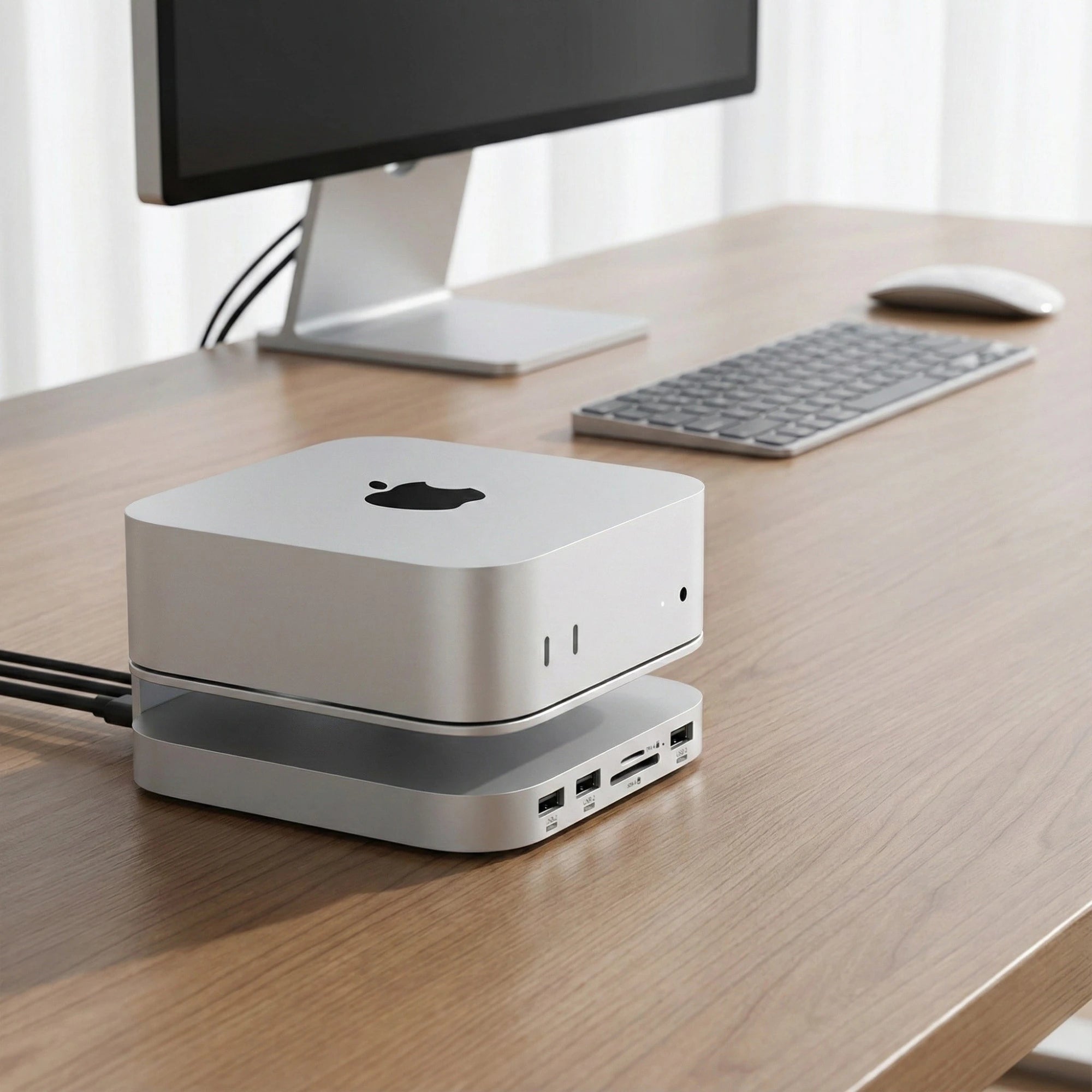 Dock/Hub USB-C A.Shield pentru Mac Mini M4/M4 Pro – aluminiu, slot SSD NVMe până la 8TB, HDMI 4K, USB 10Gbps, SD/TF