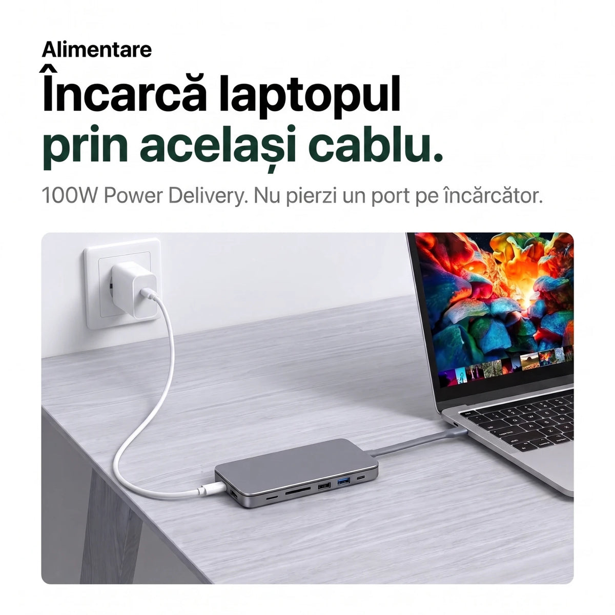 Hub USB-C 9-în-1 cu Slot SSD M.2 NVMe – AresShield One