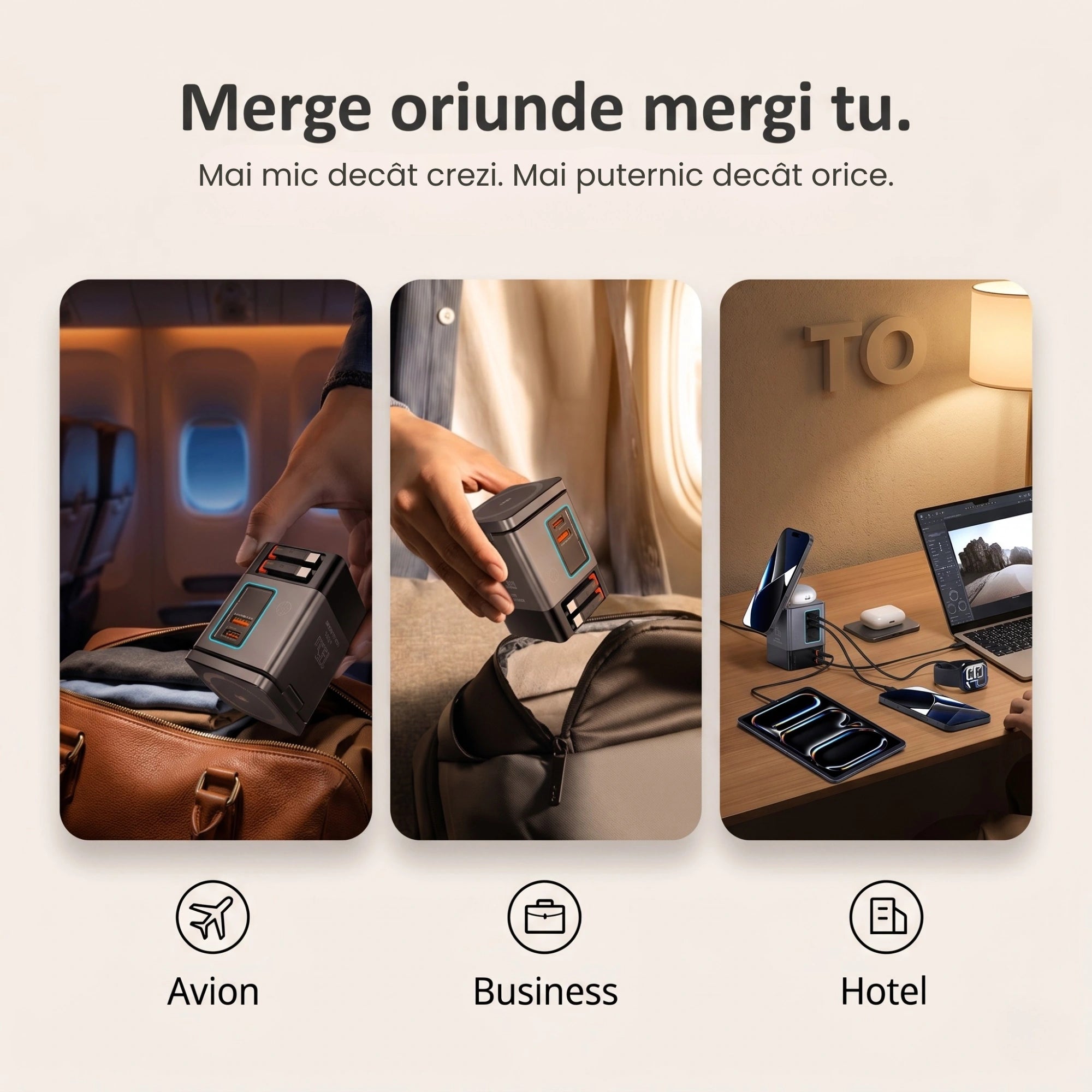 Stație de Încărcare 6-în-1 GaN2 Pro 105W cu Wireless 15W și Cabluri Retractabile – A.Shield Pulse