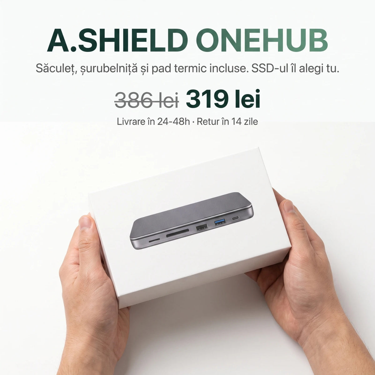 Hub USB-C 9-în-1 cu Slot SSD M.2 NVMe – AresShield One