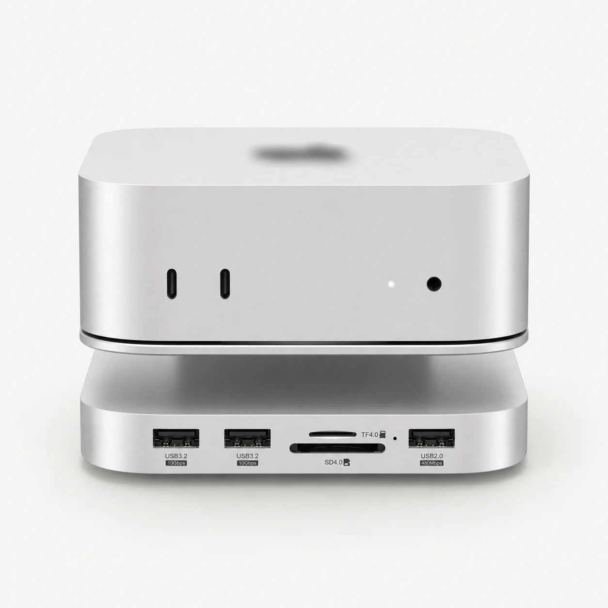 Dock/Hub USB-C A.Shield pentru Mac Mini M4/M4 Pro – aluminiu, slot SSD NVMe până la 8TB, HDMI 4K, USB 10Gbps, SD/TF