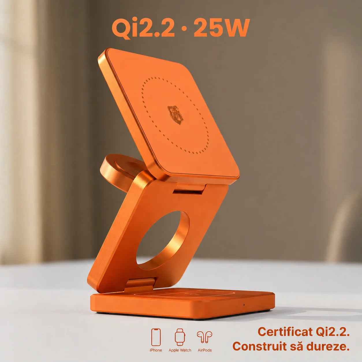 Încărcător Wireless 3-în-1 MagSafe 25W | iPhone, Apple Watch, AirPods — A.Shield Ghost