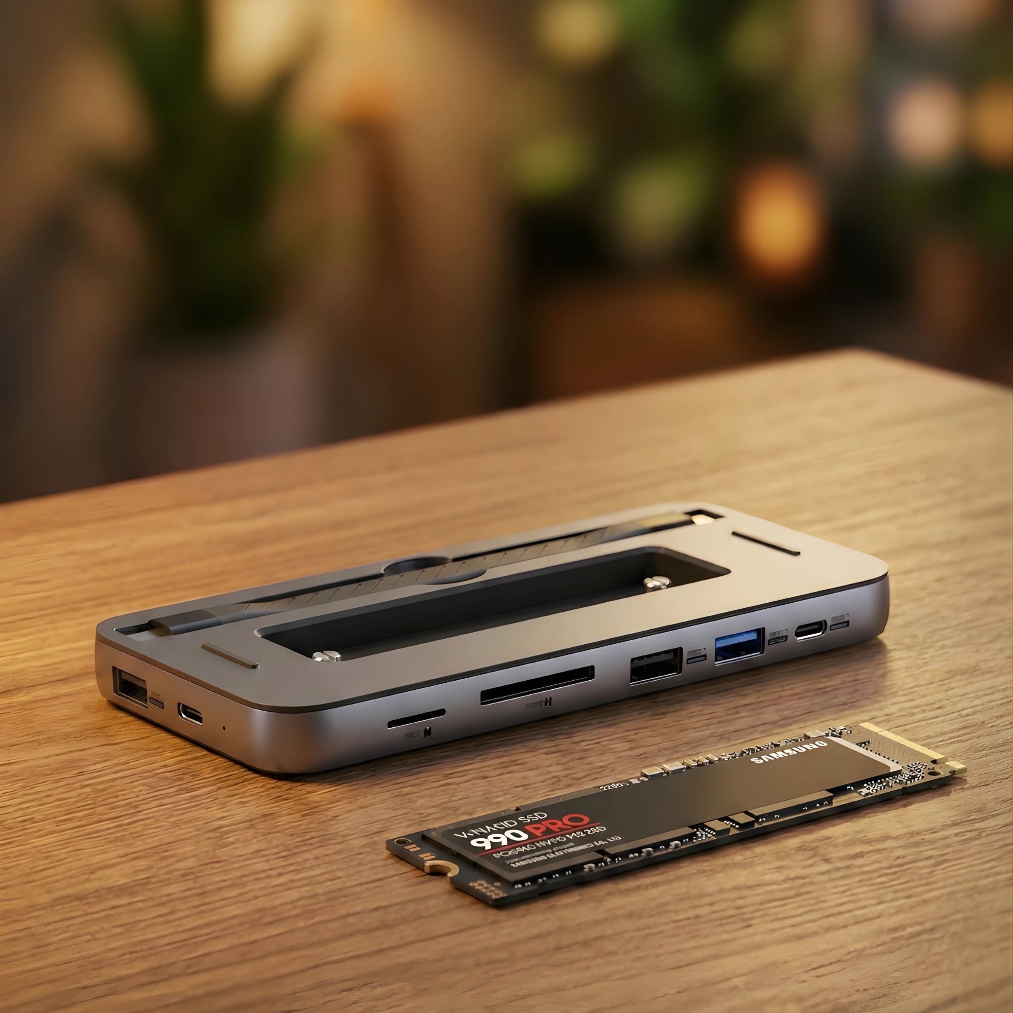 Dock USB-C 9-în-1 A.Shield One cu Slot SSD M.2 NVMe – HDMI 4K@60Hz, 100W PD, USB-C & USB-A