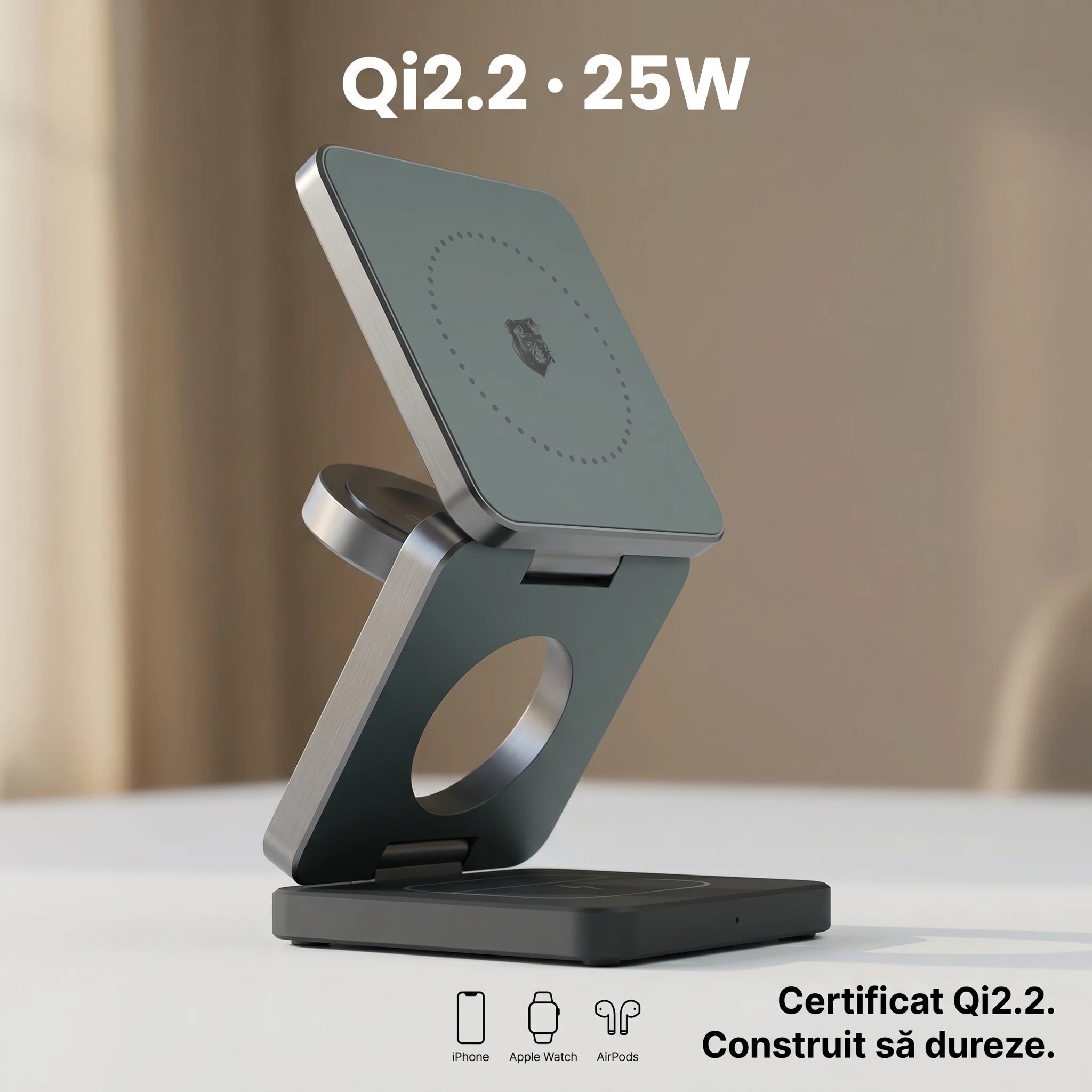 Încărcător Wireless 3-în-1 MagSafe 25W | iPhone, Apple Watch, AirPods — A.Shield Ghost