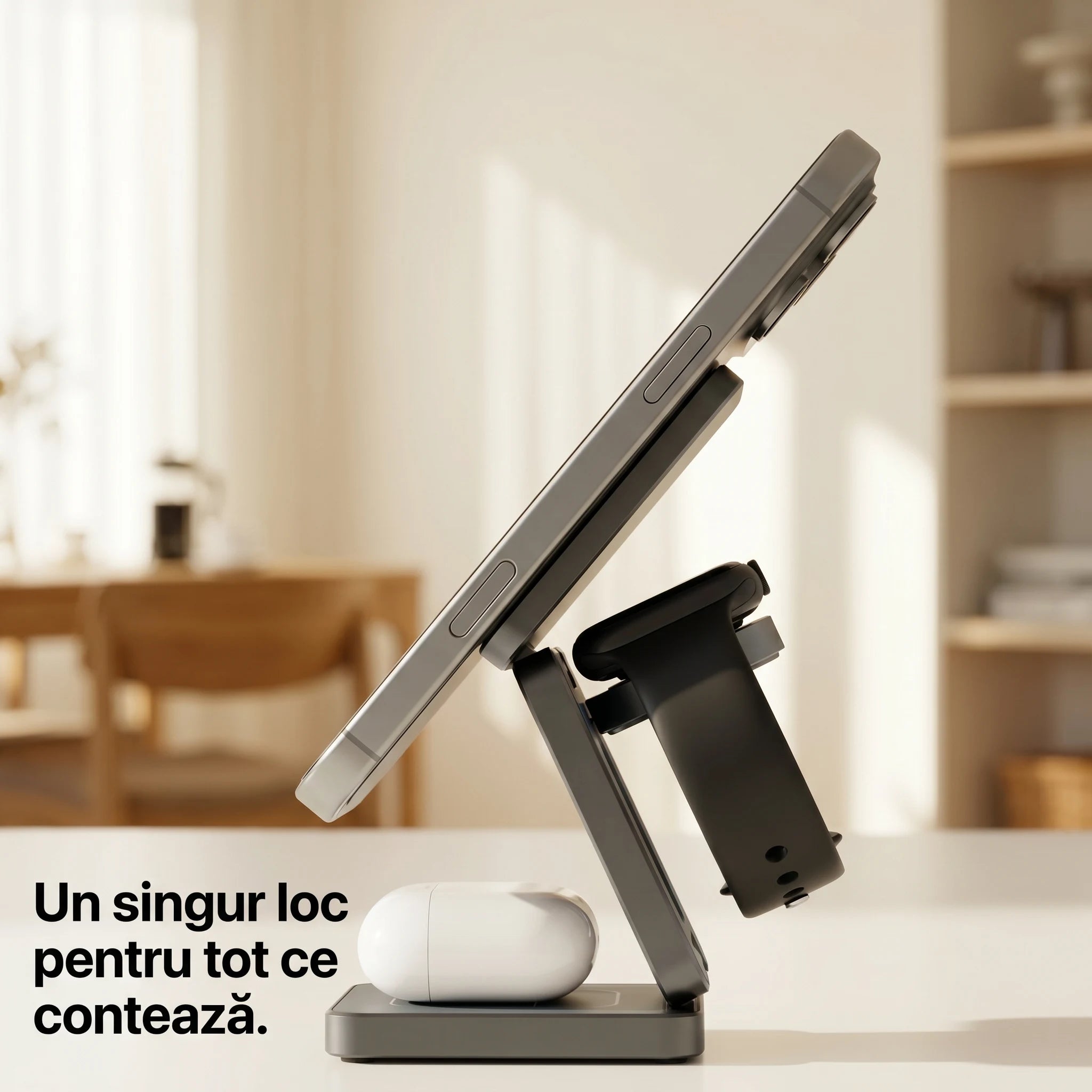 Încărcător Wireless 3-în-1 MagSafe 25W | iPhone, Apple Watch, AirPods — A.Shield Ghost