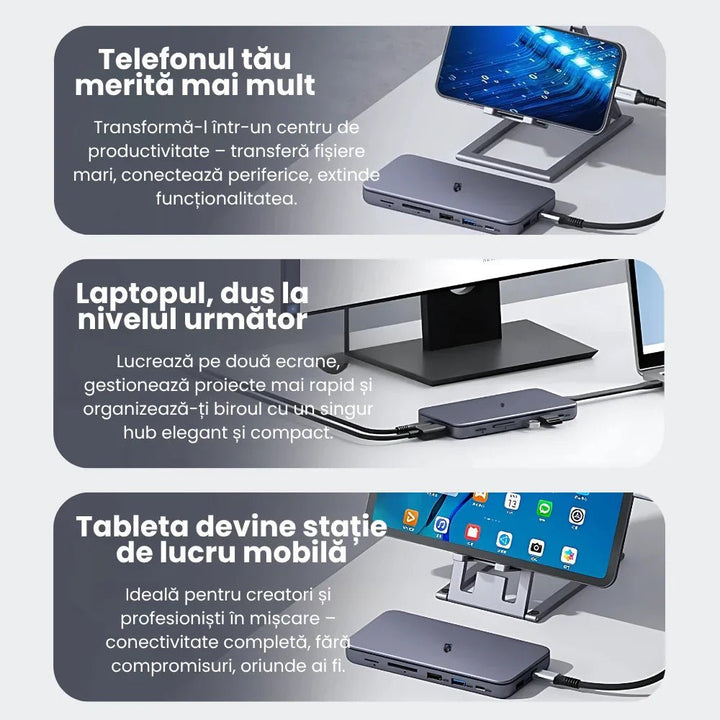 A.Shield One-Hub USB-C 9-în-1 cu carcasă SSD M.2 - AresShield