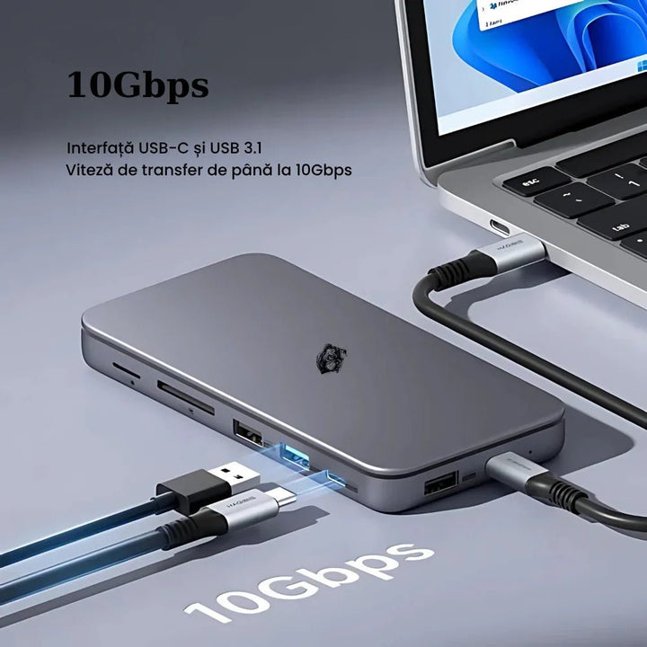 A.Shield One-Hub USB-C 9-în-1 cu carcasă SSD M.2 - AresShield