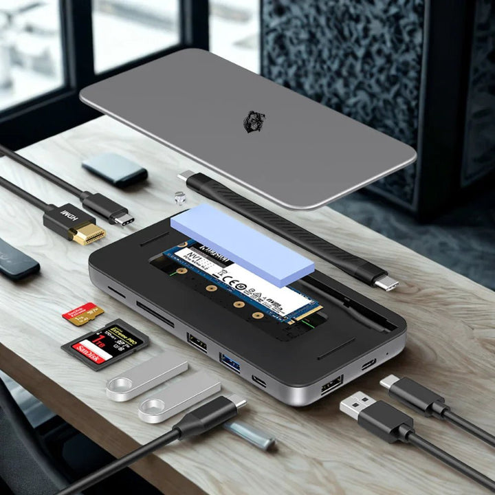 A.Shield One-Hub USB-C 9-în-1 cu carcasă SSD M.2 - AresShield